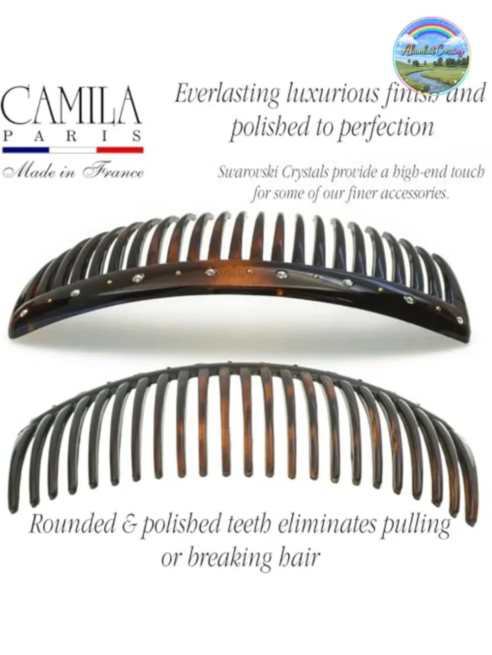Swarovski Crystal Side Combs - Strong Hold Hair Comb for Bun Chignon Up-Do